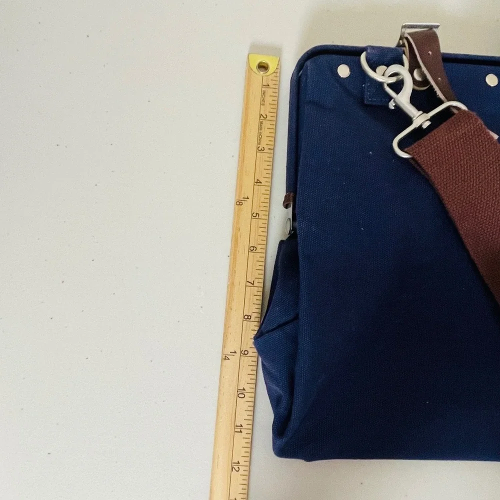 Line‎ of Trade Weekender Duffel Bag Blue Canvas Leather Trim Travel Overnight